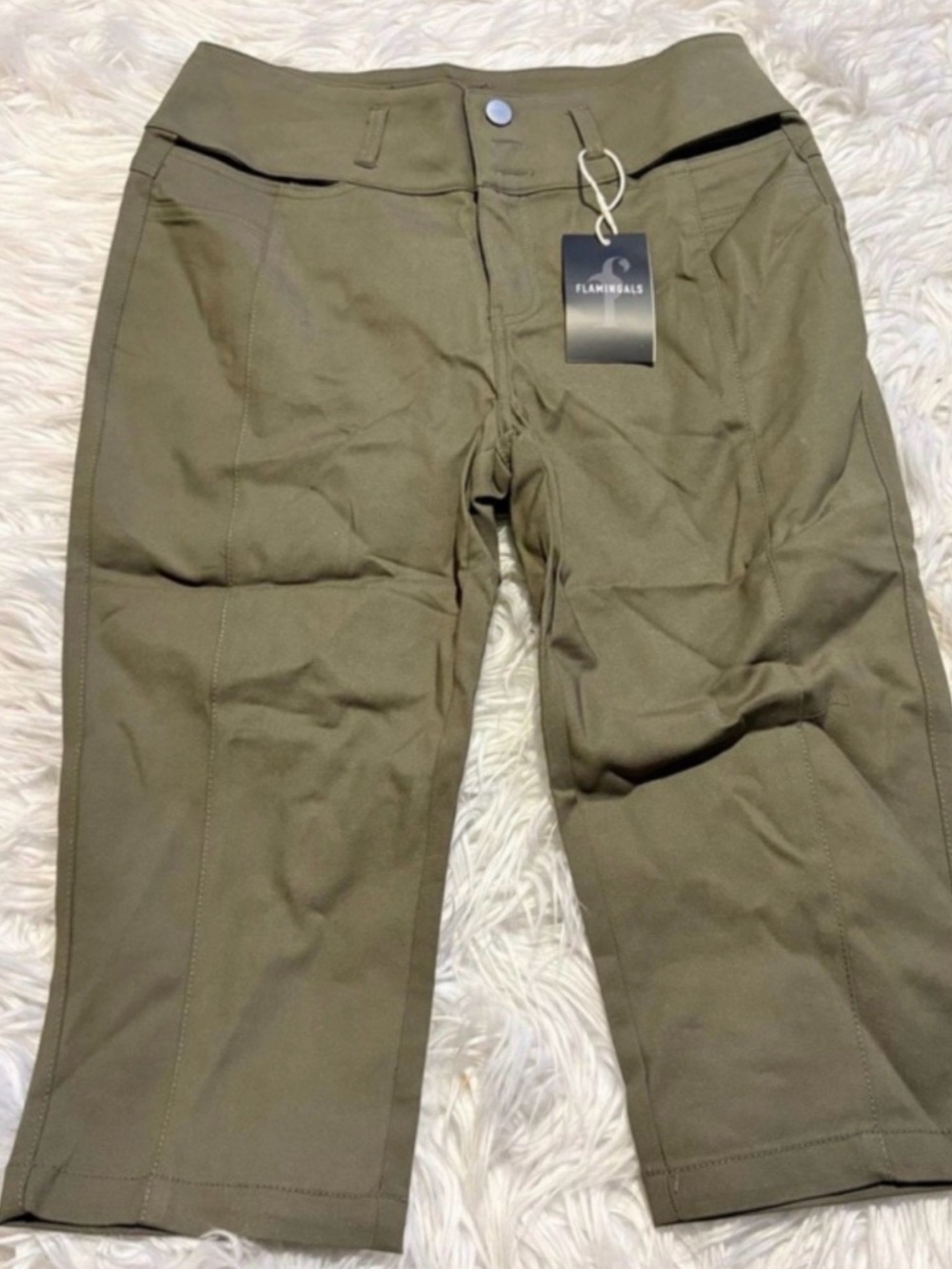 Flamingals Olive Green Capri Pants - Picture 2 of 4